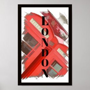 Poster London England Retro Red Phone Booth