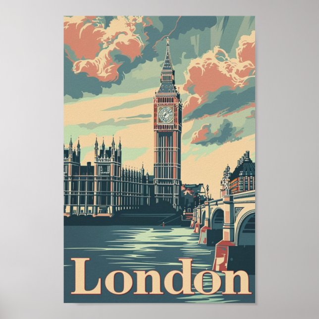 Poster London England UK Familiar Viagens vintage Place (Frente)