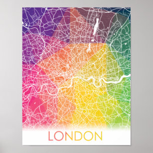 Poster London England United Kingdom City Map Travel