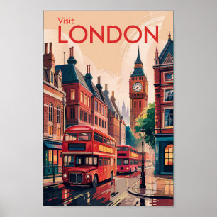Poster London England Viagem Art Vintage