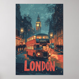 Poster London England Vintage Illustration Viagem