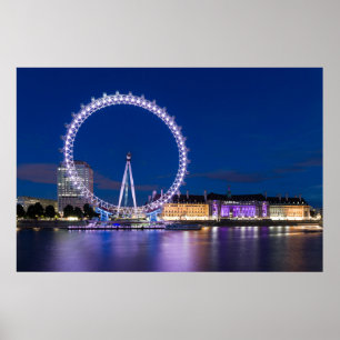 Poster London Eye e City Hall Noturno