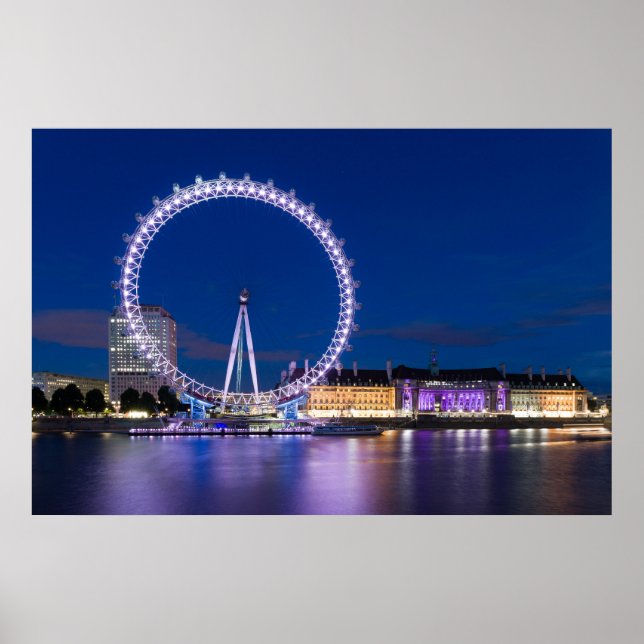 Poster London Eye e City Hall Noturno (Frente)