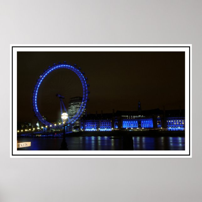 Poster London Eye na Noite (Frente)
