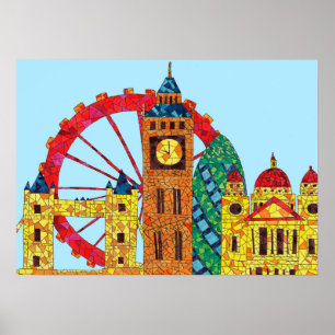 Pôster London Icon Building Mozaic