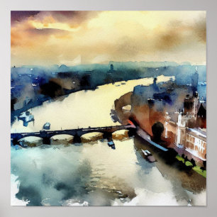 Poster London-River Thames (A), Watercolor