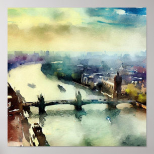 Poster London-River Thames (B), Watercolor