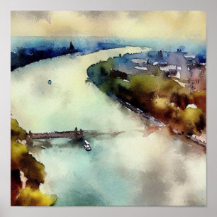 Poster London-River Thames (C), Watercolor