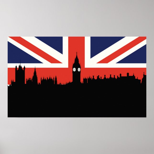 Poster London Skyline | Bandeira Britânica (Frente)