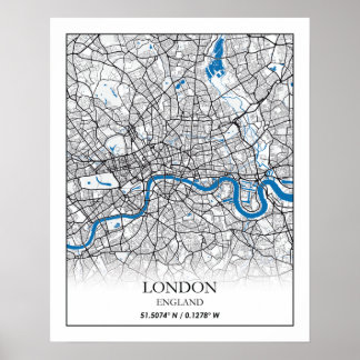 Poster London United Kingdom City Map Viagem