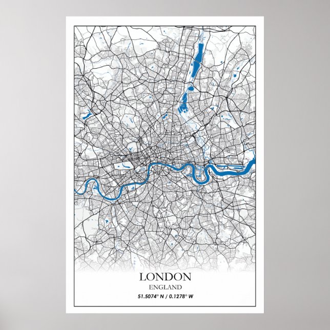 Poster London United Kingdom City Map Viagem (Frente)
