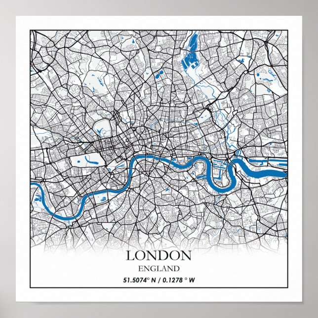 Poster London United Kingdom City Map Viagem (Frente)