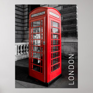 Poster London Vintage Phone Box UK Retro Telephone