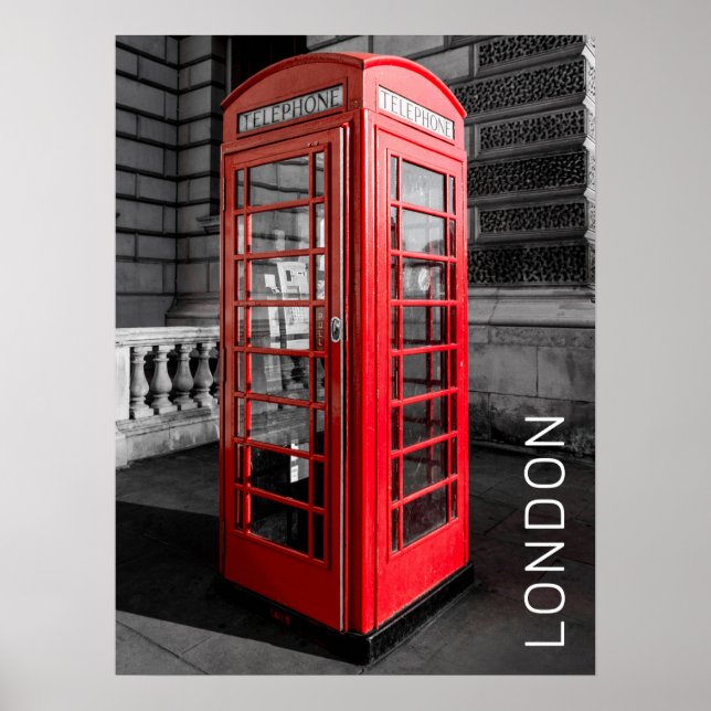 Poster London Vintage Phone Box UK Retro Telephone (Frente)