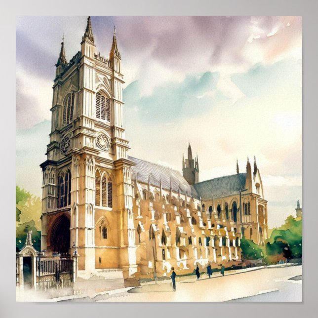 Poster London-Westminster Abbey (B), Watercolor (Frente)