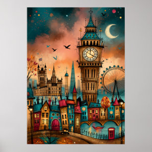 Poster Londres Big Ben Paisagem Urbana Caprichosa