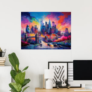 Poster Londres Inglaterra Arte Abstrata Colorida
