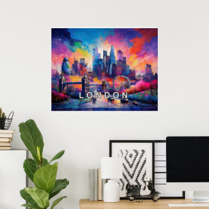 Poster Londres Inglaterra Arte Abstrata Colorida