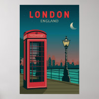 Londres Inglaterra Arte de Viagem Retro Vintage
