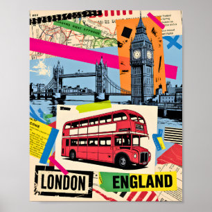 Poster Londres Inglaterra Arte Pop Retro Ônibus Viagem Vi