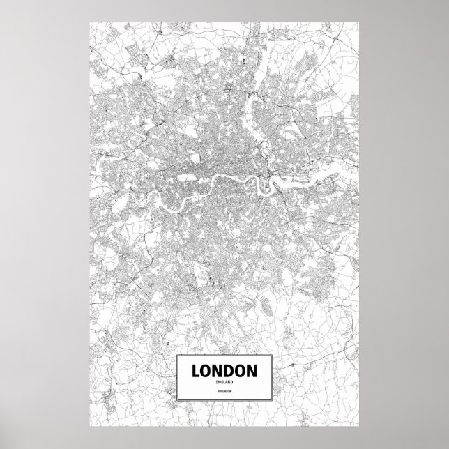 Poster Londres, Inglaterra (preto no branco) (Frente)