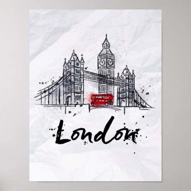 Poster Londres, Inglaterra | Splashy Trabalho de arte (Frente)