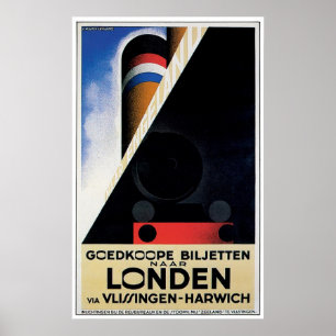 Poster Londres/Londen - propaganda do navio do vintage
