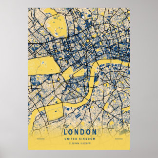 Poster Londres - Mapa da Cidade Amarela do Reino Unido