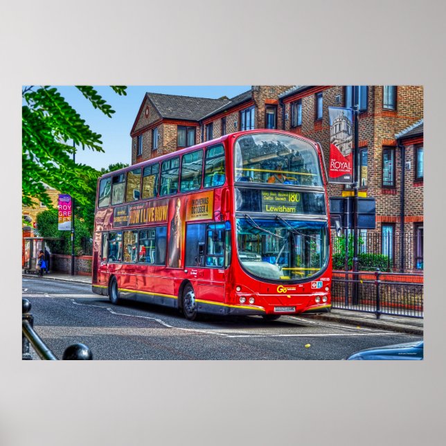 Pôster Londres para Lewisham Red Double-decker Bus UK (Frente)