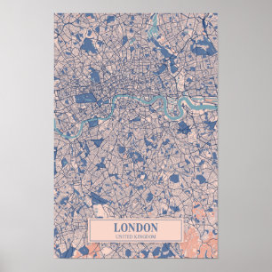 Poster Londres Reino Unido Mapa da Cidade Ventilada Viage