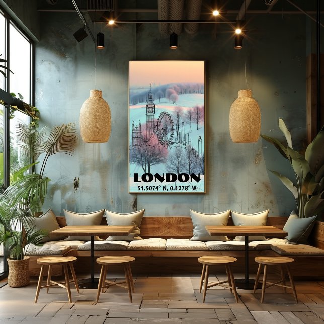 Pôster Londres: Skyline Arte de Linea Coordenadas y Foto  (Criador carregado)