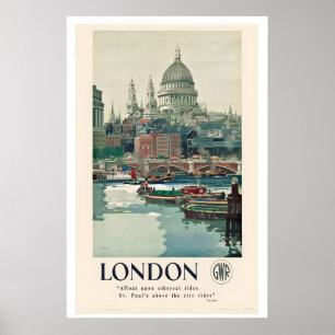 Poster Londres, St Pauls Cartaz de Viagem Antigo - Enquad
