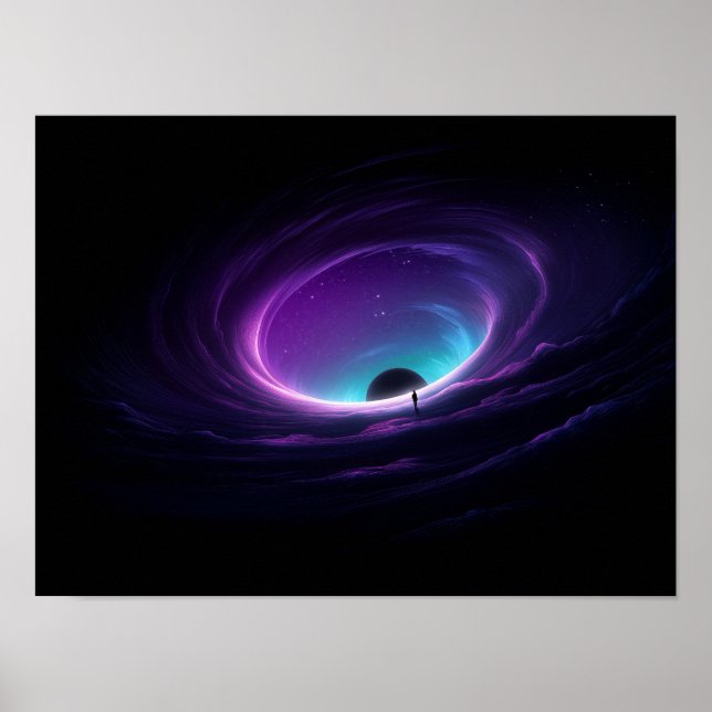 Poster Lone Figure at Edge of Purple Cosmic Vortex (Frente)