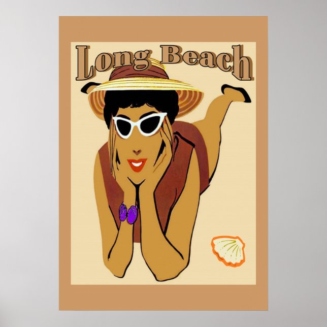 Pôster Long Beach, Lady on Beach (Frente)