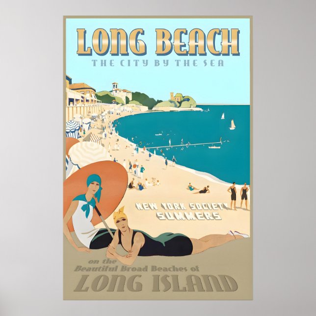 Poster Long Beach Long Island New York South Shore Retro (Frente)