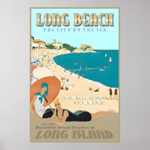 Poster Long Beach Long Island Nova York Costa Sul Retro