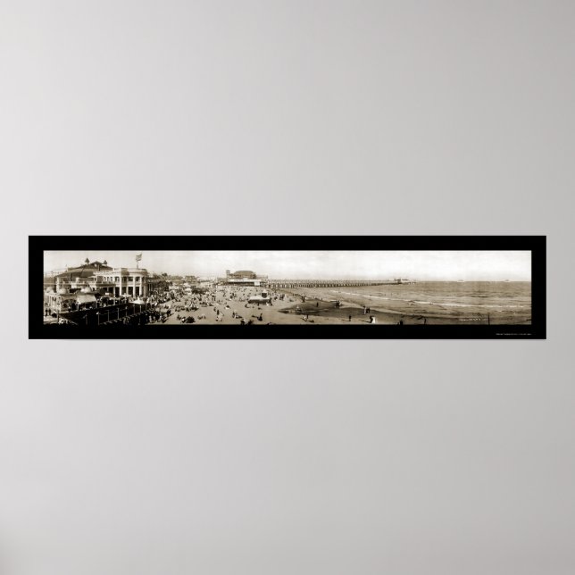 Pôster Long Beach Pier CA Foto 1907 (Frente)