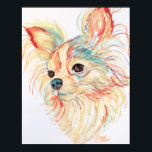 Pôster Long Haired Chihuahua Pop Art<br><div class="desc">Este poster de Pop de arte é de um chihuahua longo e cabeludo. É um desenho original da artista Carol Zeock.</div>