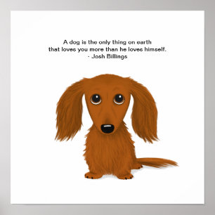 Poster Long Haired Dachshund com a citação de Josh Billin