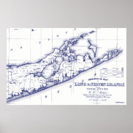 Poster Long Island The Hamptons Map VC