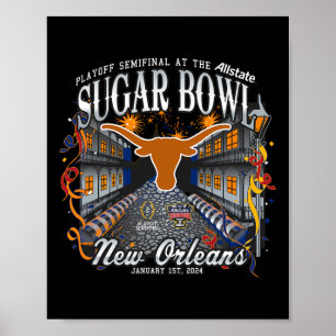 Poster Longhorns Sugar Bowl 2024 Cfp Semi Futebol Nola