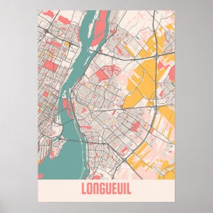 Poster Longueuil - Canadá - Mapa da Cidade do Chalk