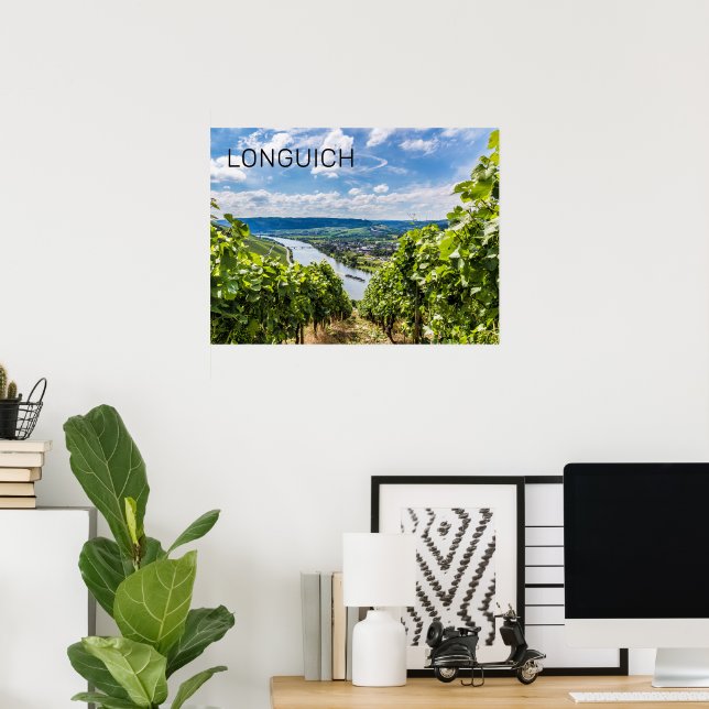 Poster Longuich Moselle Vineyard Panorama Alemanha (Escritório em casa)