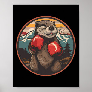 Poster Lontra de Boxe Com Luvas de Boxe Kickboxing Engraç
