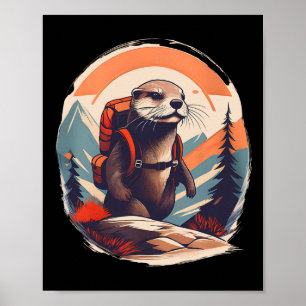 Poster Lontra do Rio de Caminhada Amante de Mochila Vinta
