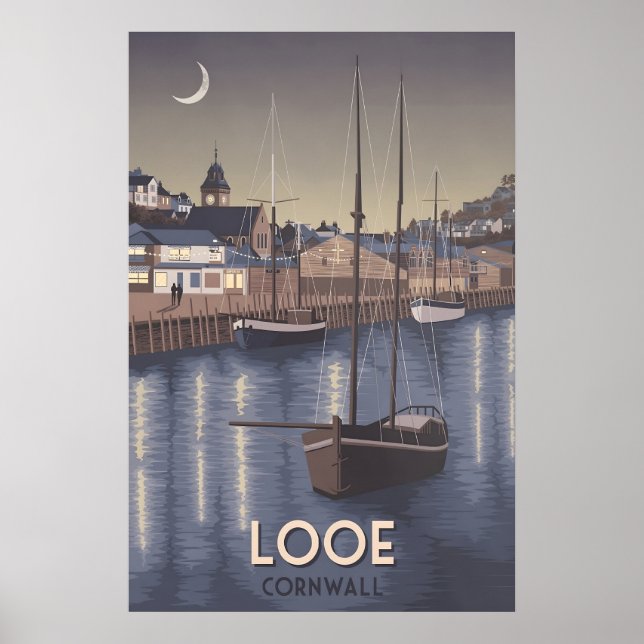Poster Looe Cartaz de Viagens da Cornualha (Frente)
