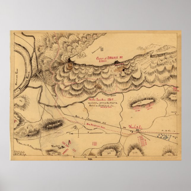 Pôster Lookout Mountain, Quartos de inverno 1864 (Frente)