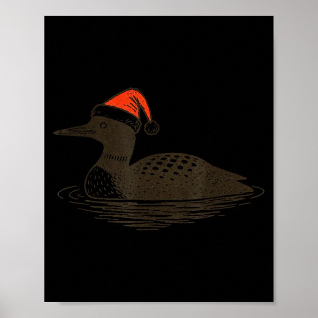 Poster Loon Lover Santa Hat Christmas Bird Watching Xmas  (Frente)