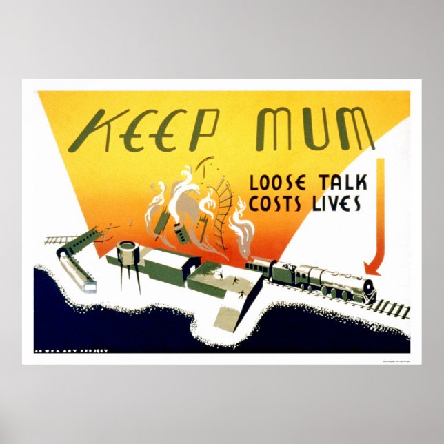 Pôster Loose Talk Cost Lives 1943 WPA (Frente)