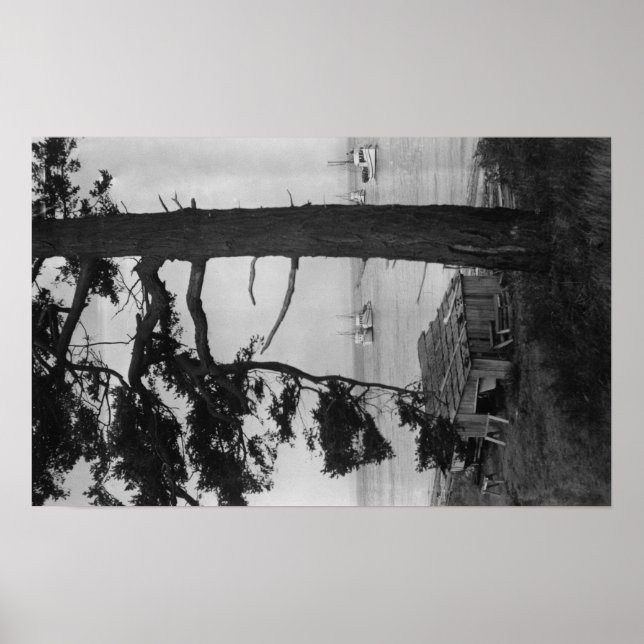 Poster Lopez Island, WA - Barcos De Pesca Na Baía (Frente)